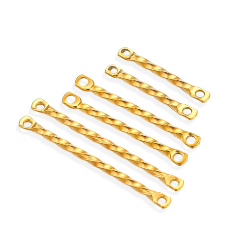 Stainless Steel Double Hole Connection Twisted Rod Bracelet Necklace Earrings Ear Accessories DIY Jewelry Components