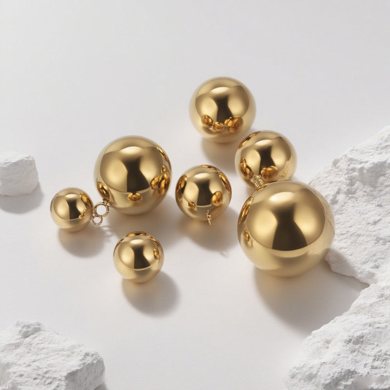 Stainless Steel Vacuum Gold Plated Large Ball Pendant Hollow Smooth Round Ball Polished Jewelry DIY Simple Hanging Accessories