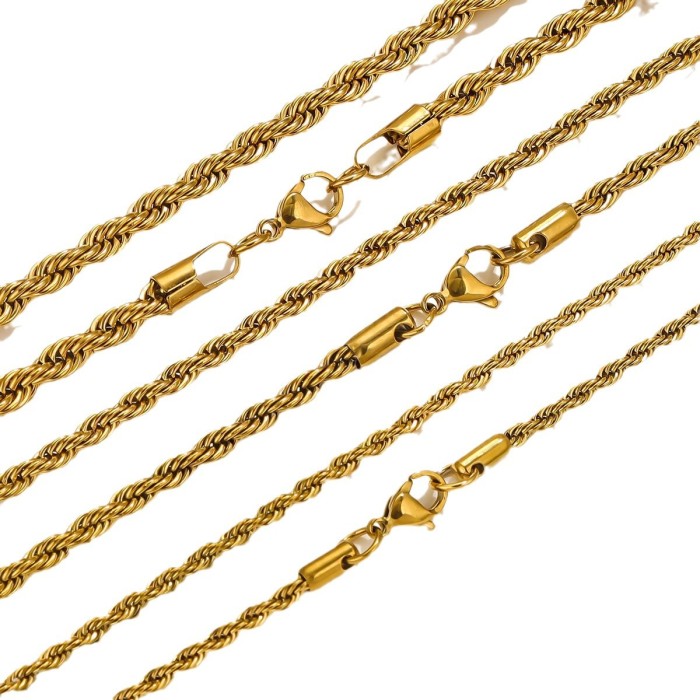 European and American Style Stainless Steel Braided Chain Titanium Steel Twisted Necklace Chain Fashion Jewelry Hip Hop Punk Chain