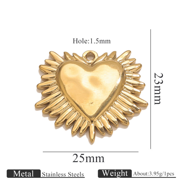 Stainless Steel High-End Fashion Sun Heart 18K Gold Pendant Bracelet Necklace Accessories Titanium Steel DIY Jewelry Components