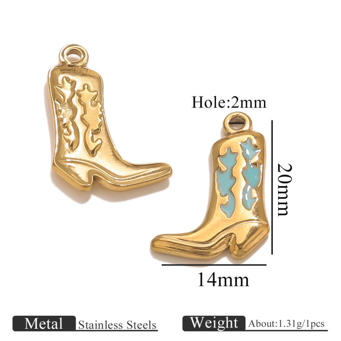 New Oil Drop Shoe Pendant Stainless Steel Colorful Enamel Shoe Hanging Decoration Accessories, Necklaces