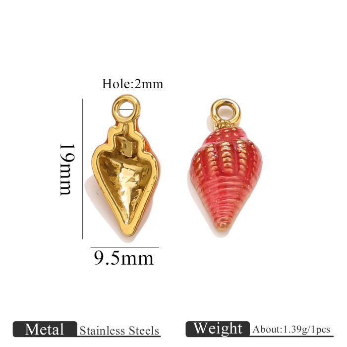Stainless Steel Oil Drip Conch Pendant DIY Bracelet Charm Ocean Series Conch Pendant Keychain, Necklaces