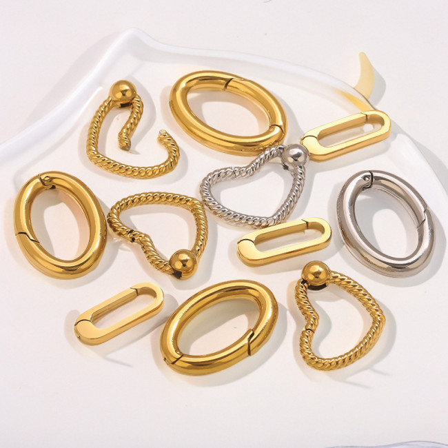 Stainless Steel Polished Heart Spring Clasp Necklace Clasp Round Ring Adjustable Titanium Steel DIY Slingshot Clasp Jewelry Accessories Making