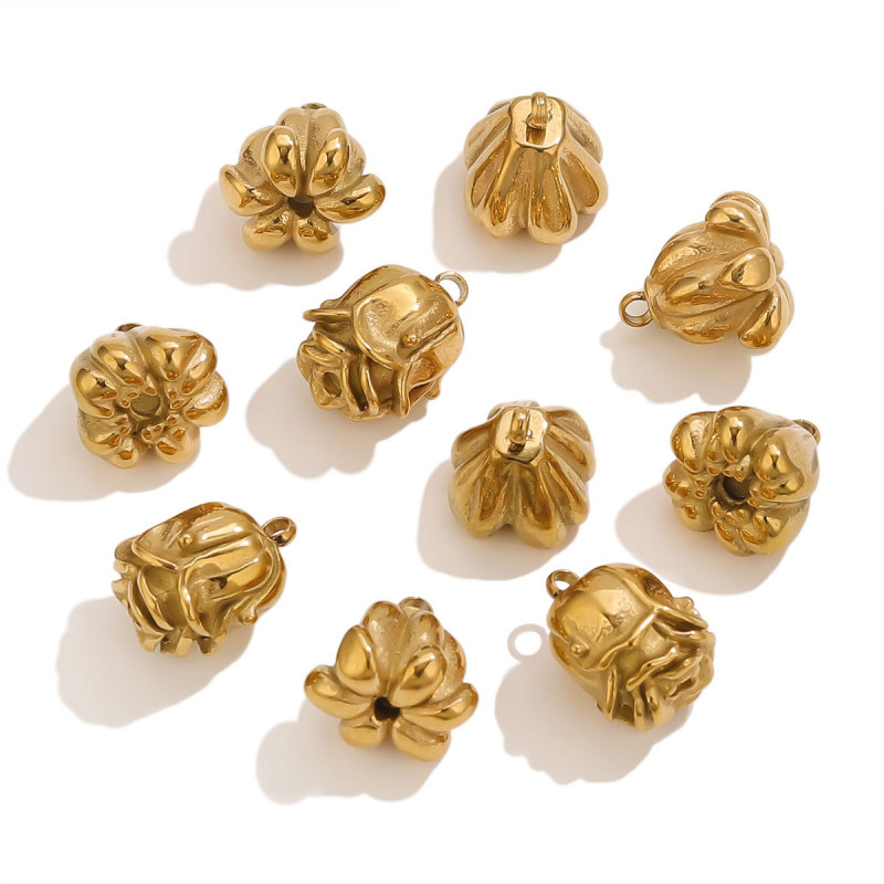 Vacuum Gold Plated Stainless Steel Flower Pendant 18k Gold Casting Titanium Steel Necklace Pendant Women's Earrings Pendant Accessories