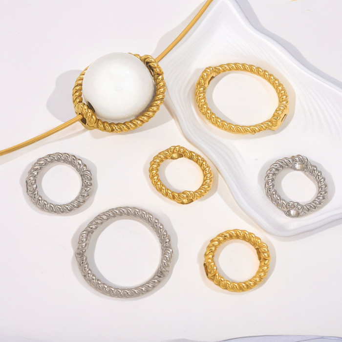 Stainless Steel Double Hole Twist Bead Connector DIY Versatile Wearable Bead Pendant Rotating Jewelry Accessories