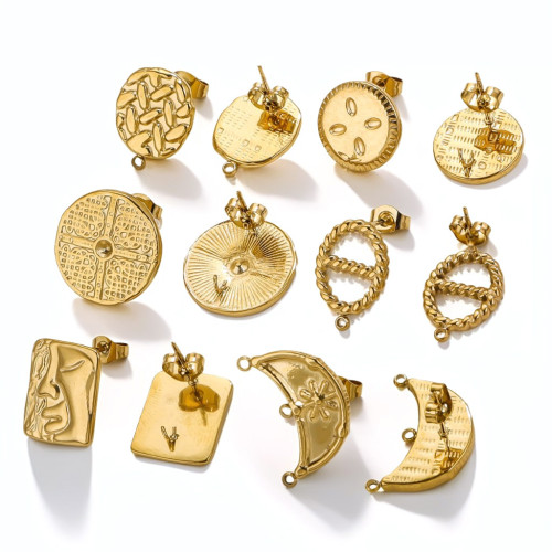 14K Gold Plated Stainless Steel Niche Earring Accessories Fashionable Hanging Open Hoop Simple DIY Earrings Wholesale