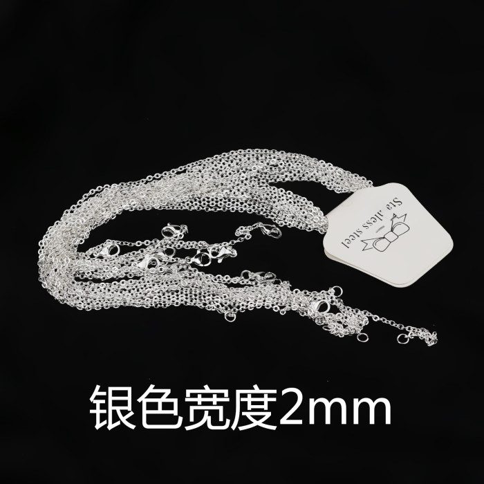 50cm Stainless Steel Necklace O-shaped Flat Chain Cross Chain Titanium Steel Necklace Rose Gold Silver DIY Chain