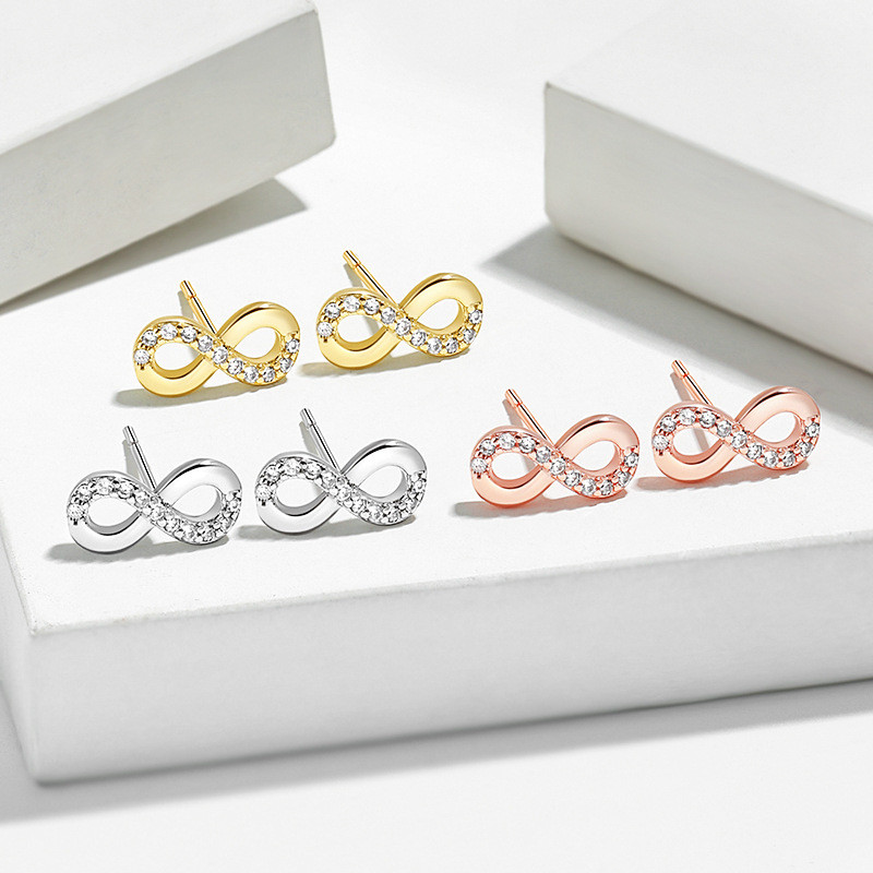 Minimalist Korean Version Mobius Set Earrings Simple Versatile Niche Design Eternal Infinity Symbol Figure 8 Earrings