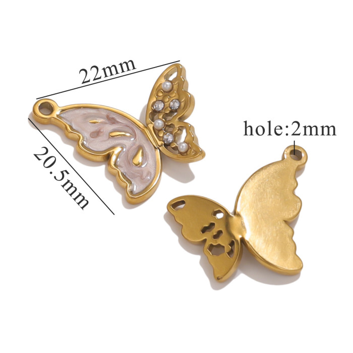 Stainless Steel Butterfly New Retro Butterfly Pattern DIY Pendant Titanium Steel Animal Pattern Niche Accessories Wholesale
