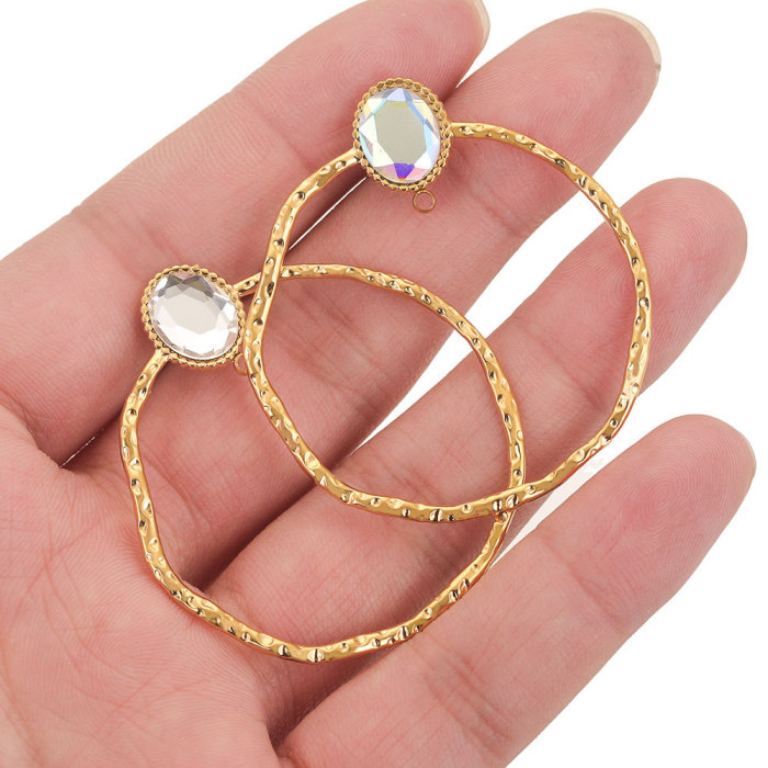 Stainless Steel Crystal Adhesive Holder Round Welding Pin Welding Ring Earrings Inner Hanging Earrings Earring Holder DIY Jewelry Earring Making