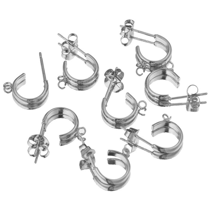 C Shape Stainless Steel DIY Ear Clips Ear Buckle Welding Ring Unisex Couple Style DIY Ear Hoop Ear Buckle Welding Ring Ear Accessories