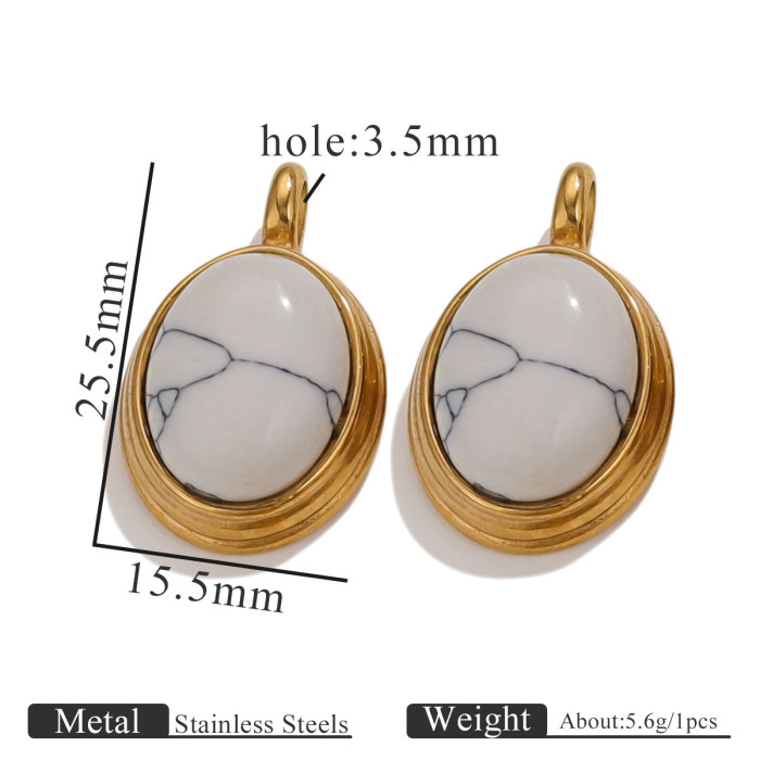 Vintage Style Natural Stone Pendant Stainless Steel Tiger Eye Oval Gemstone Pendant DIY Jewelry Accessories Multiple...