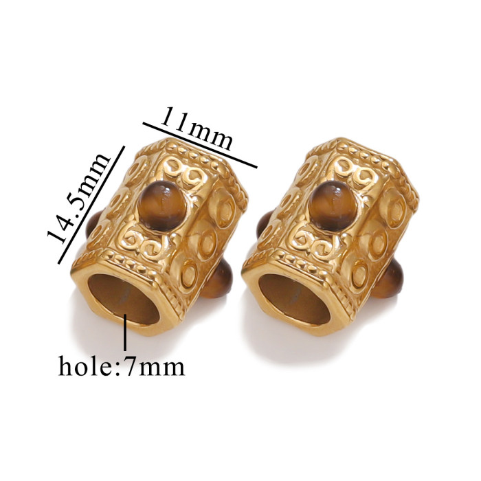 Turquoise Round Tube Stainless Steel Jewelry Beads Sun Round Tube DIY Jewelry Accessories Oil Drop Eye Large Hole Beads