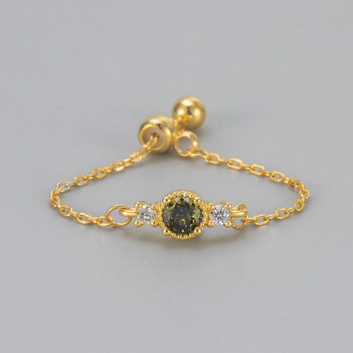 2025 New Olive Green Ring Chain Adjustable Pull Soft Ring for Women Niche Design Fashion Versatile