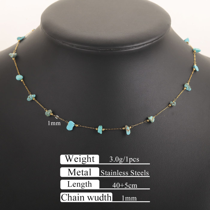Stainless Steel Natural Stone Bracelet Necklace Electroplated 18k Fashion Fresh Simple DIY Handmade