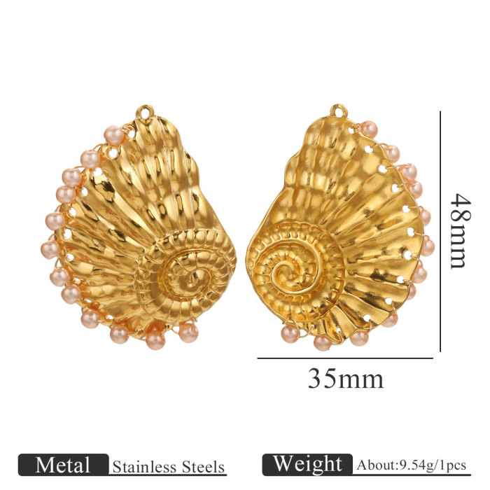 Stainless Steel Ocean Series Large Conch Shell Pendant DIY Handmade Jewelry Accessories Wholesale