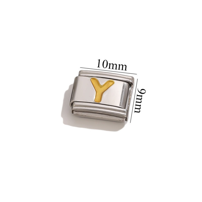 New Titanium Steel Gold Plated English Letter DIY Italian Module Bracelet Italian Charm Bracelet