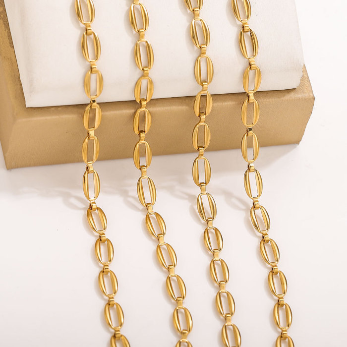 18K Gold Plated Stainless Steel Chain O Link Necklace Bracelet DIY Chain Bead Chain Jewelry Long Cross Chain