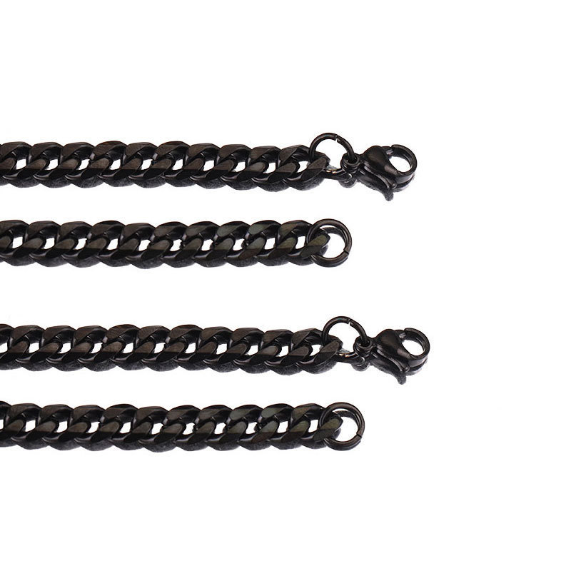 NK Chain Stainless Steel Hip-Hop Six-Sided Polished Cuban Chain Necklace Bracelet Simple Fashion Sweater Chain Manufacturer Jewelry Wholesale