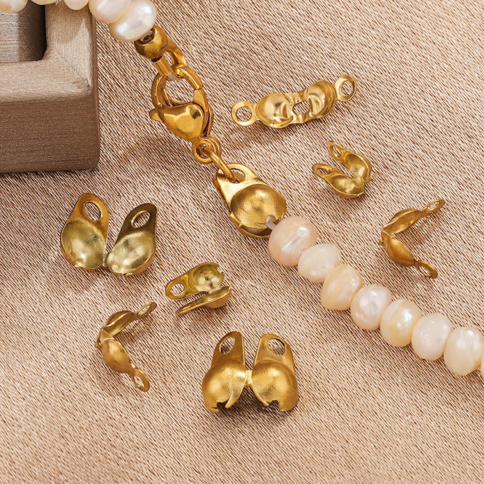 Stainless Steel Vacuum Color Retention Gold Plated Bead Clasp Titanium Steel Bead Chain Clasp Pearl Necklace Bead Clasp DIY Jewelry