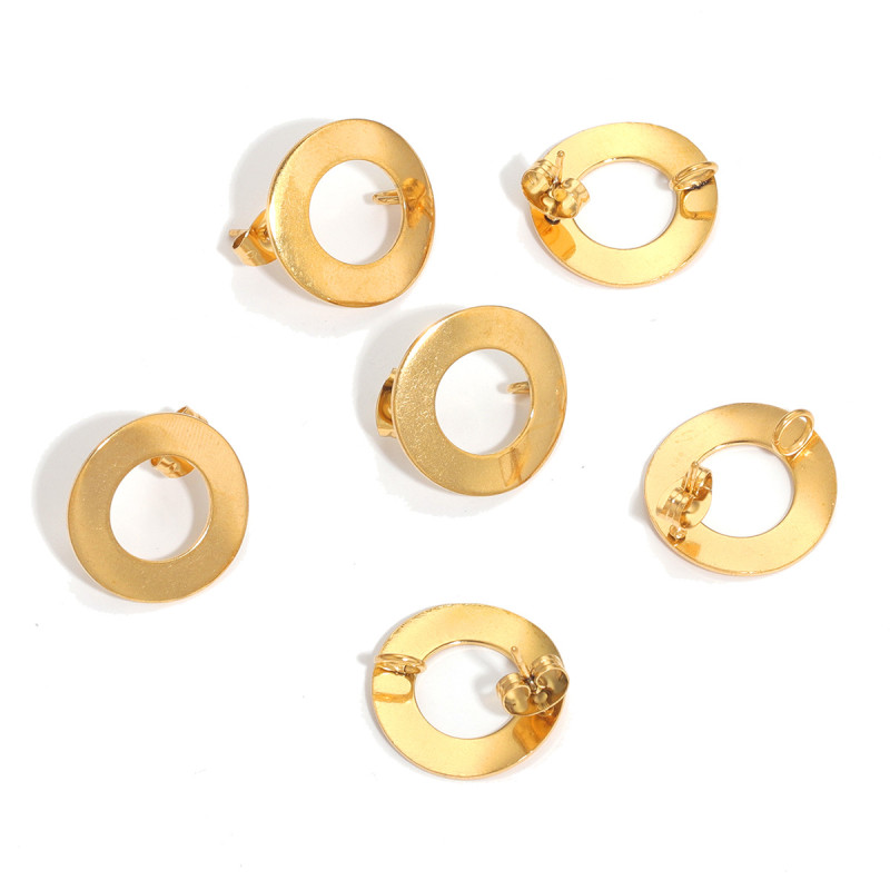 Stainless Steel 18mm Round Hanging Earrings Accessories DIY Handmade Vacuum Plated Earrings Jewelry Wholesale