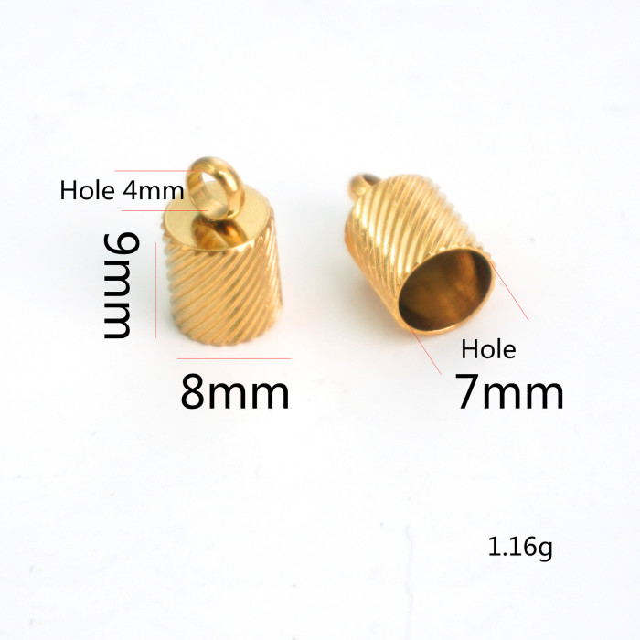 Stainless Steel Textured Bucket Chain Clasp Rope Clasp Leather Cord Connector DIY Vacuum Plated Handmade Jewelry Accessories 18K Plated