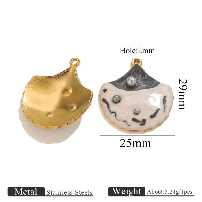 DIY Oil Drop Gradient Shell Pendant Stainless Steel Jewelry Accessories Women's Necklace Bracelet Pendant Wholesale