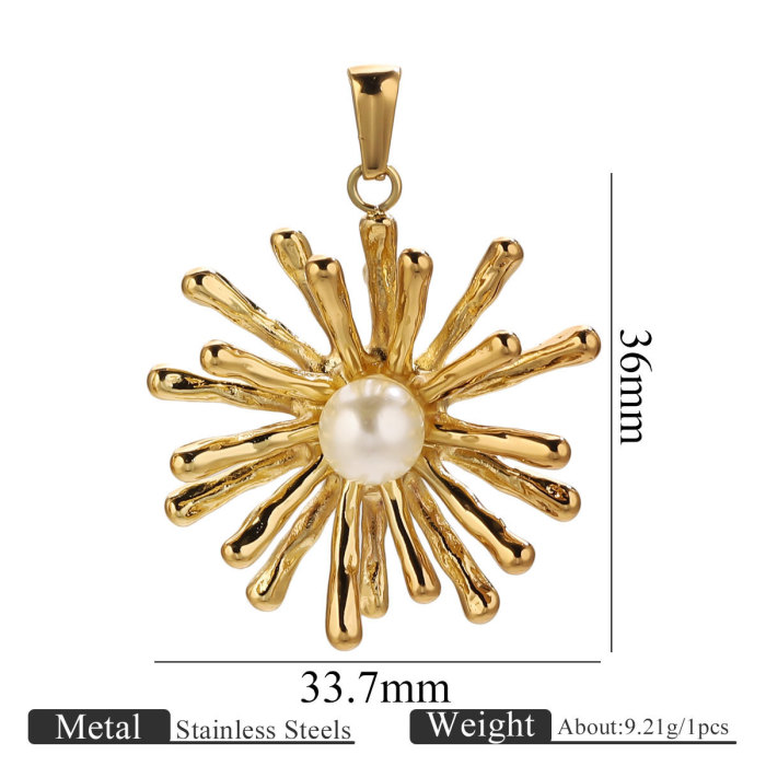 Vacuum Gold Plated Imitation Pearl Pendant DIY Necklace Earring Pendant Stainless Steel Jewelry Accessories Wholesale