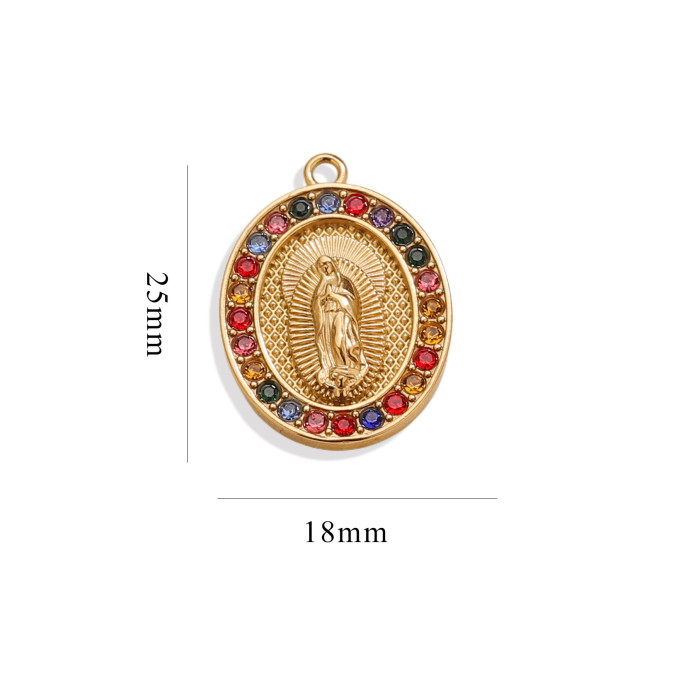 Stainless Steel Small Pendant Virgin Mary Pendant Micro Inlaid Zircon DIY Bracelet Necklace Earrings Necklace Pendant