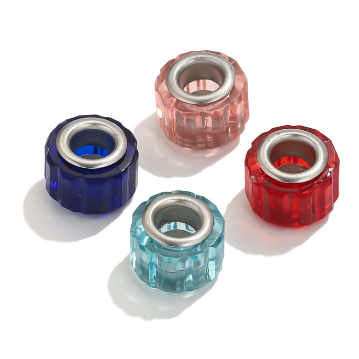Resin Candy Color Transparent Rhombus Stainless Steel Bracelet Beads Cylinder Large Hole Beads DIY Bracelet Necklace...