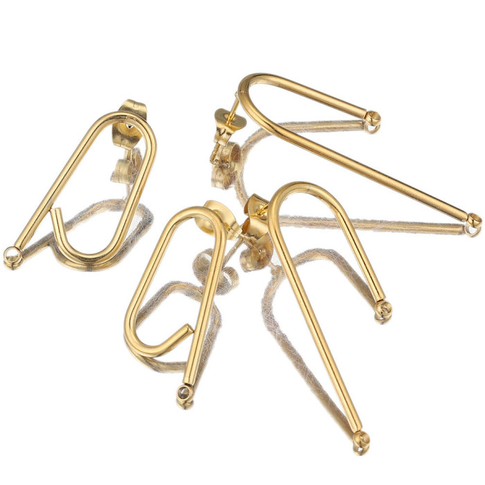 Fashion Personality Irregular U-shaped Earrings Stainless Steel DIY Handmade Stud Earrings Gold Earring Accessories
