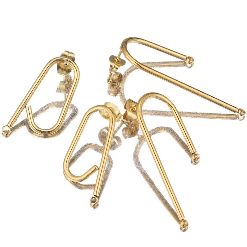 European and American Fashion Personality Irregular U-shaped Earrings Stainless Steel DIY Handmade Stud Earrings Gold Earring Accessories