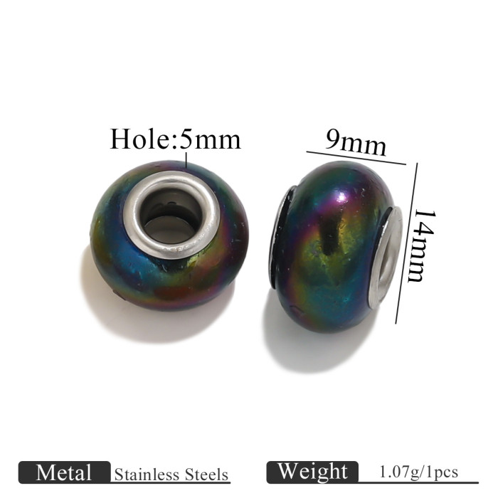 Stainless Steel Perforated Beads DIY Jewelry Hole Beads Loose Beads Bracelet Set Components Flat Beads Spacer Beads