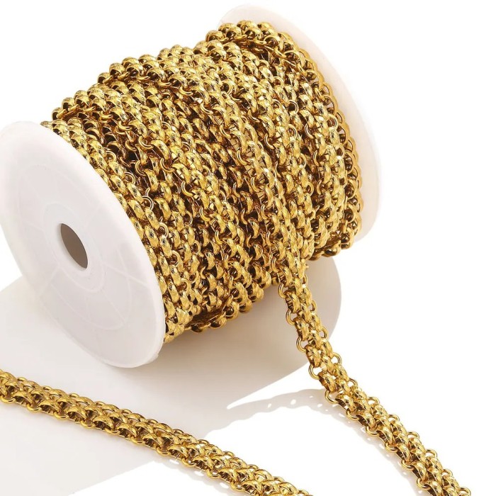 Stainless Steel Hip-Hop Heavy Metal Thick Chain DIY Titanium Steel European and American Fashion Semi-Finished Chain Handmade Bag Chain