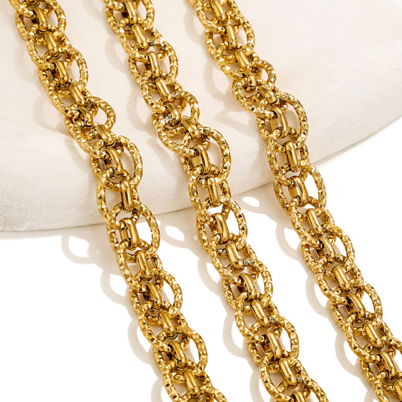 Stainless Steel Hip-Hop Multi-Style 18K Gold Meter Chain Titanium Steel Necklace Punk European and American Jewelry Cross-Border Wholesale