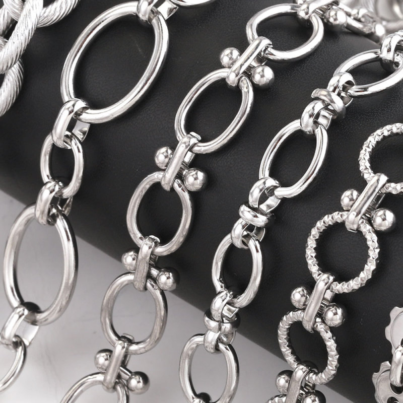 Multi-style Stainless Steel Trendy Punk Chain Jewelry DIY Jewelry Making Bracelet Rolling Jewelry Making Supplies Necklace