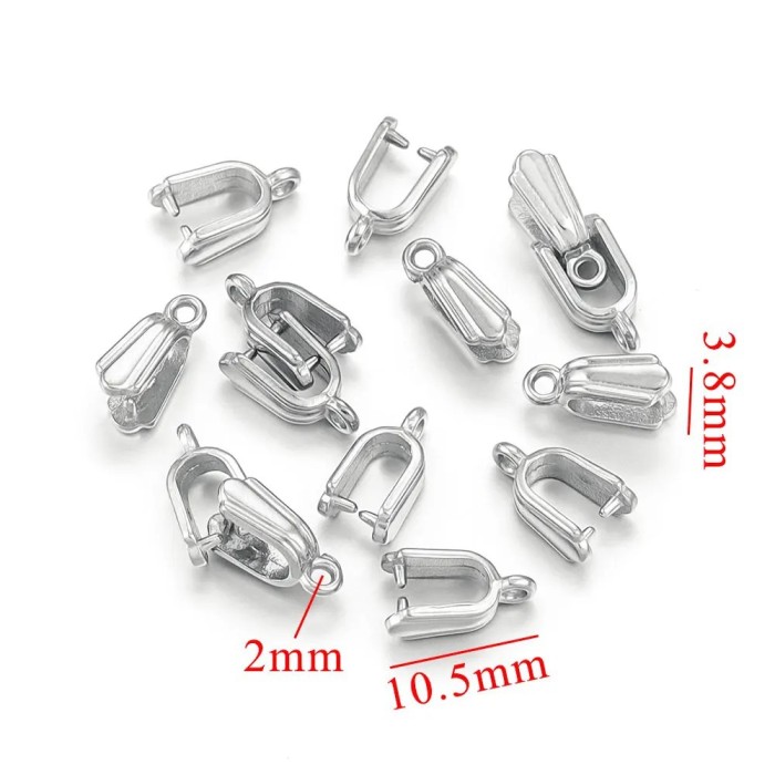 Stainless Steel Casting Jade Pendant Clip Buckle Melon Seed Buckle Titanium Steel DIY Pendant Necklace Earrings Handm...