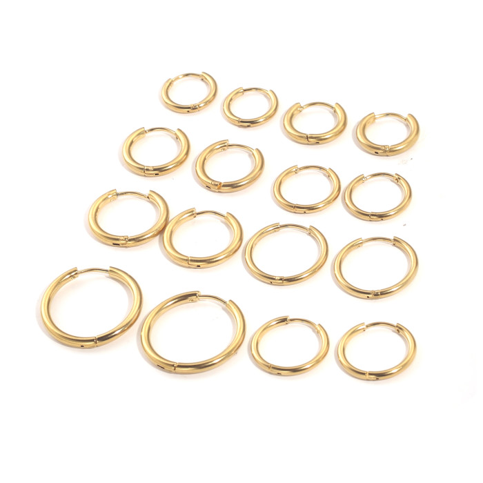 Earrings Hoop Titanium Steel Studs Thick Thin Coil Vacuum Plating Circle Stainless Steel Ear Clips Manufacturer Whole...