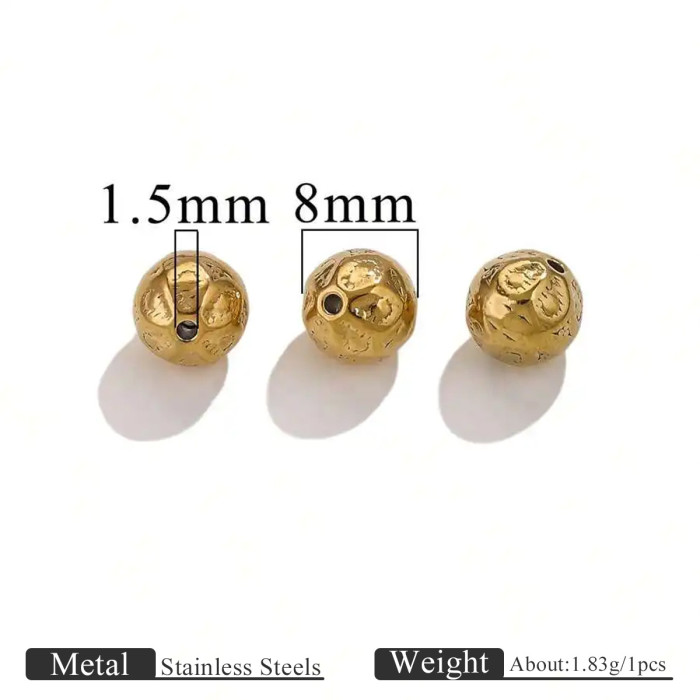 Vintage Metal Carved Round Beads Gold and Silver Pattern Spacer Beads DIY Bracelet Necklace Beaded Jewelry Accessorie...