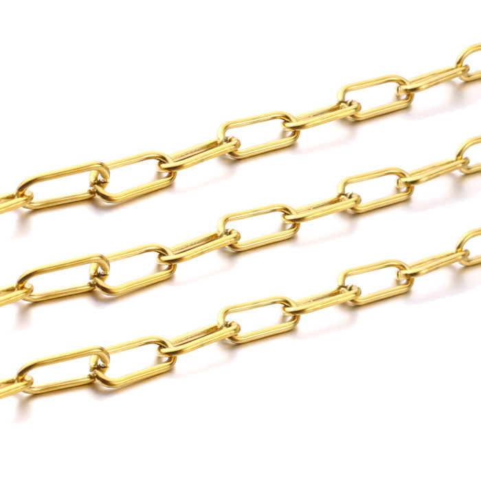 7mm Wide Thick Chain Stainless Steel Oval Decorative Chain Long Cross Chain DIY Necklace Bracelet Accessories
