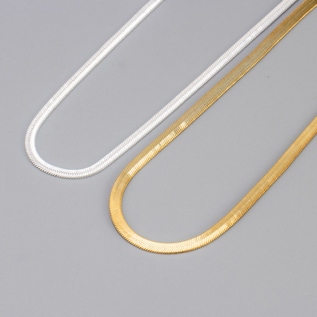 European and American Cross-Border Hot-Selling Flat Snake Bone Chain Women's Jewelry Simple Versatile Daily Autumn Winter Sweater Chain Trendy Manufacturer Wholesale