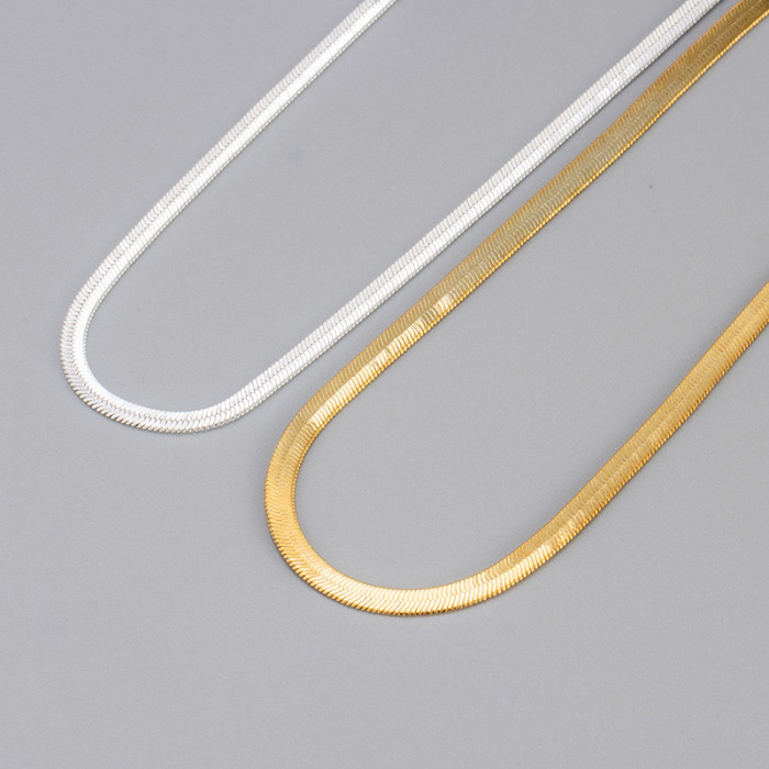 European and American Cross-Border Hot-Selling Flat Snake Bone Chain Women's Jewelry Simple Versatile Daily Autumn Winter Sweater Chain Trendy Manufacturer Wholesale