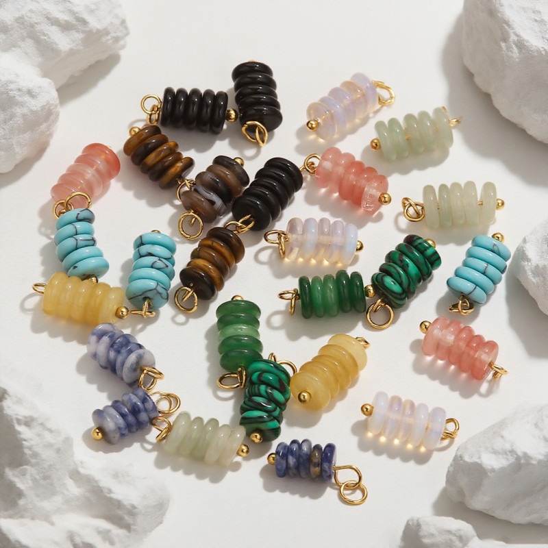 Stainless Steel Tiger Eye Stone Natural Stone Beads DIY Jewelry Handmade Beading Needle Earrings Bracelet Jewelry Accessories Wholesale