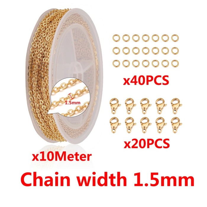 Cross-Border New Product Cross Chain Matching Lobster Clasp Open Ring Set DIY Handmade Necklace Bracelet Jewelry Accessories