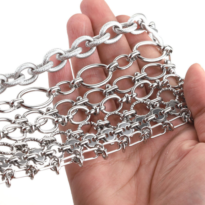 Multi-style Stainless Steel Trendy Punk Chain Jewelry DIY Jewelry Making Bracelet Rolling Jewelry Making Supplies Nec...