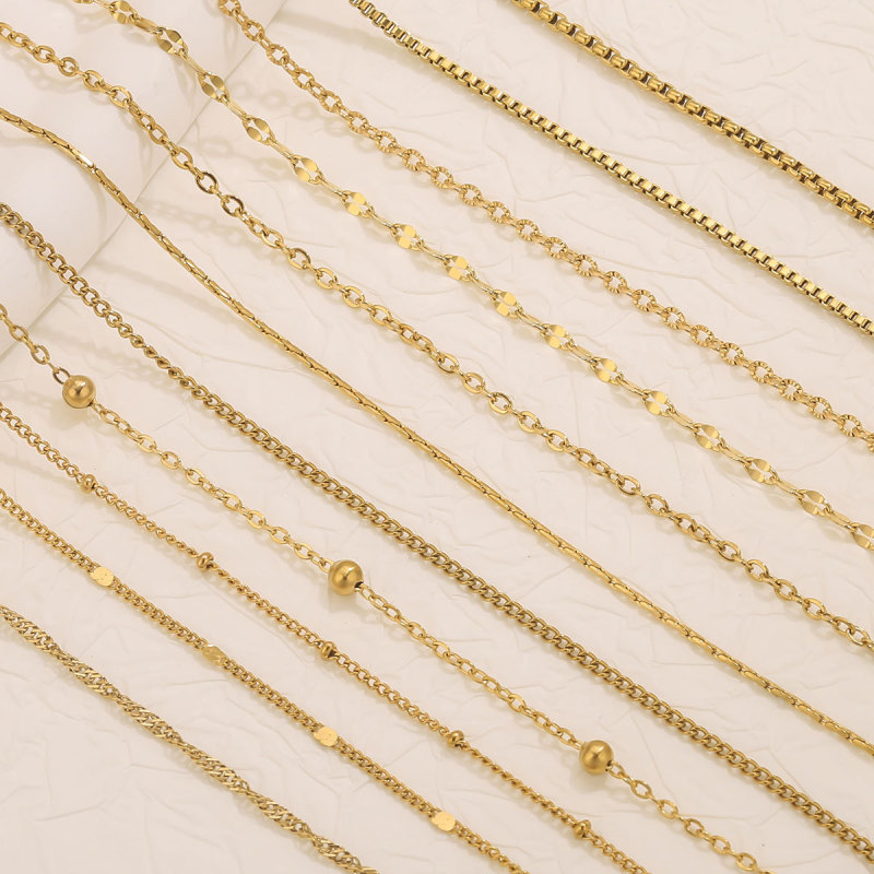 Stainless Steel 18K Vacuum Plated Bead Chain Box Chain Cross Chain DIY Necklace Bracelet Jewelry Accessories