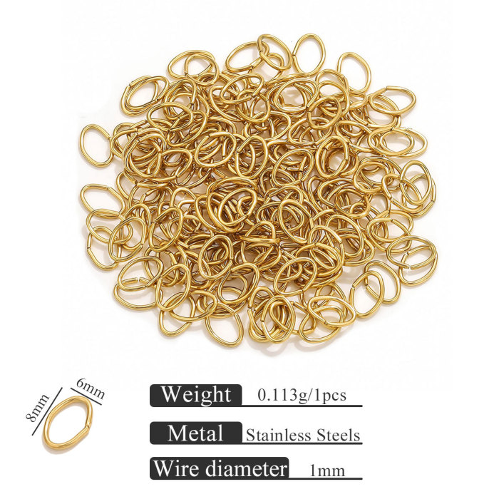 Stainless Steel 18K Vacuum Electroplated Egg-Shaped Open Ring Gold Connector Ring DIY Jewelry Jump Ring Accessories W...