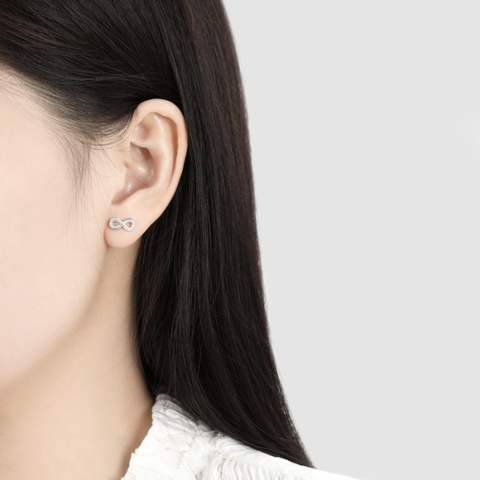 Minimalist Korean Version Mobius Set Earrings Simple Versatile Niche Design Eternal Infinity Symbol Figure 8 Earrings...