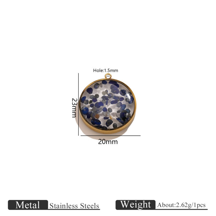 Heart Resin Crushed Stone DIY Titanium Steel Pendant for Women Water Drop Square Round Stainless Steel Necklace Jewel...