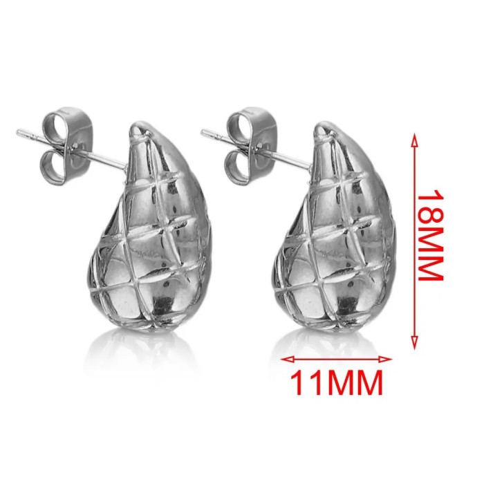 Fashion Versatile Water Drop Pattern Earrings Studs for Women Niche Simple 18K Gold Titanium Steel Ear Jewelry